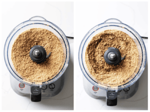 Showing how to process graham crackers to make a crumb crust.